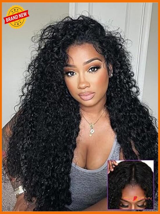 V Part Curly Wig Human Hair 20in Glueless Full Head Clip In 180 Density main image 5
